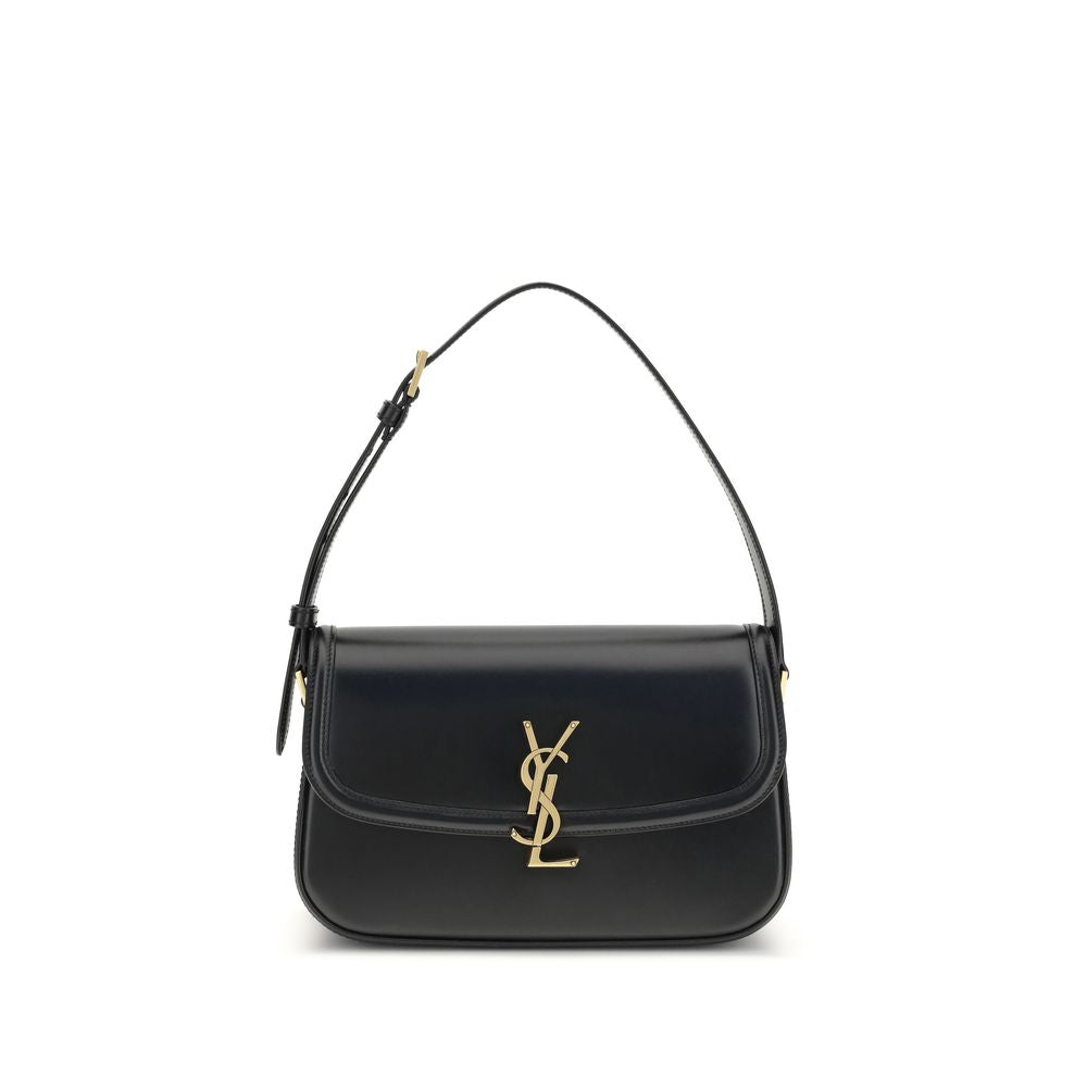 Saint Laurent Schwarze Kalbshaut Bos Taurus Schultertasche